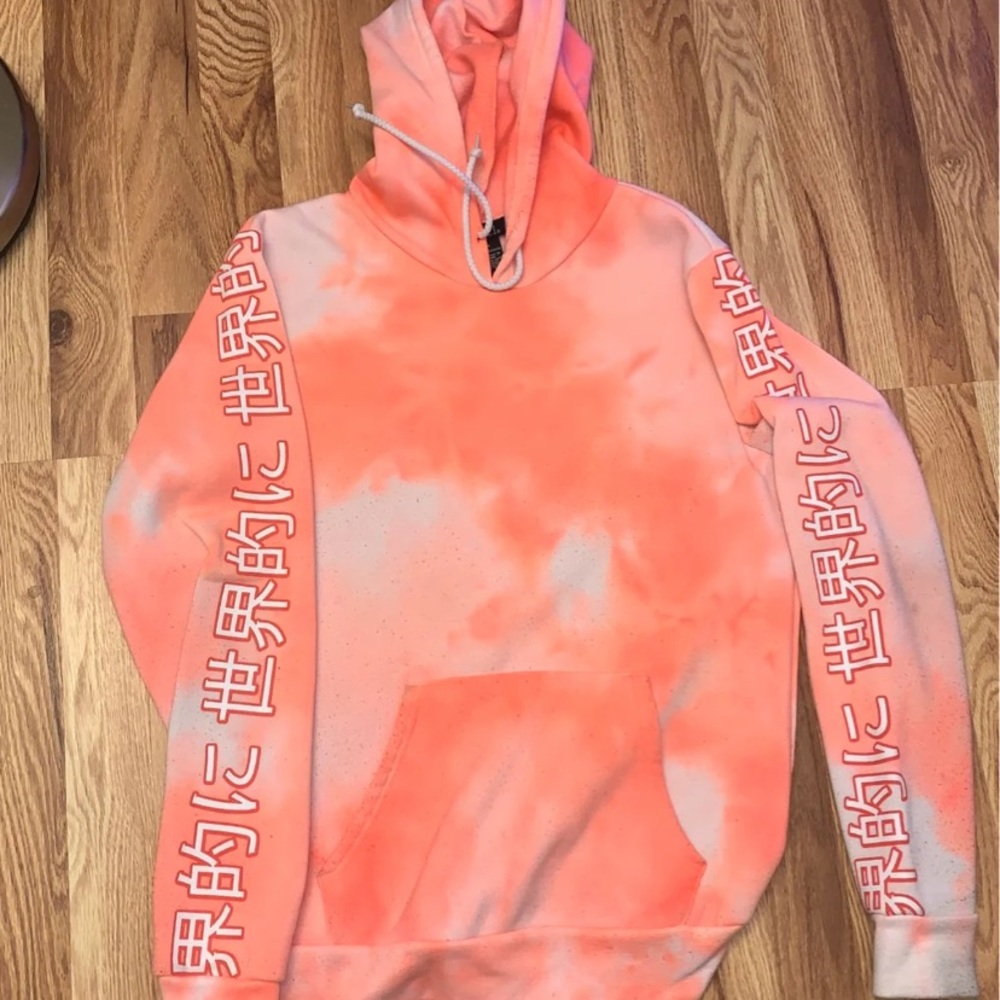 Rue 21 Pink and white tie dye hoodie